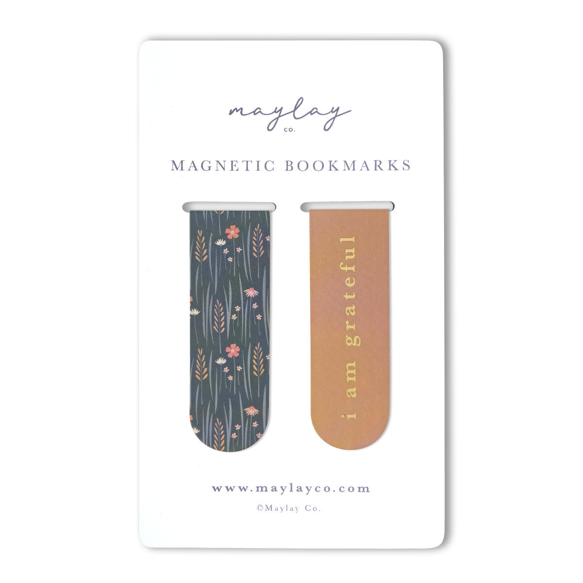 Wildflowers Floral "I Am Grateful" Magnetic Bookmarks (Set of 2)