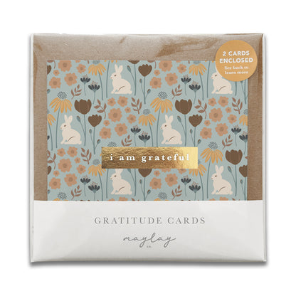 Bunny Floral "I Am Grateful" Gratitude Greeting Cards