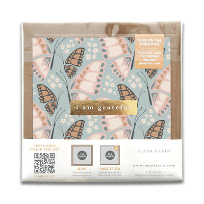 Butterfly Floral "I Am Grateful" Gratitude Greeting Cards