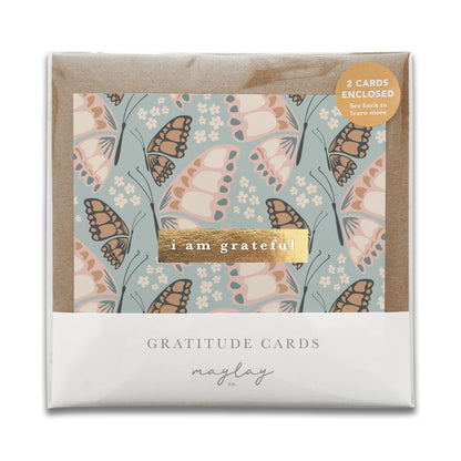 Butterfly Floral "I Am Grateful" Gratitude Greeting Cards