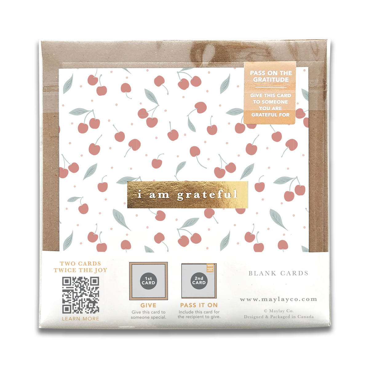 Cherries "I Am Grateful" Gratitude Greeting Cards