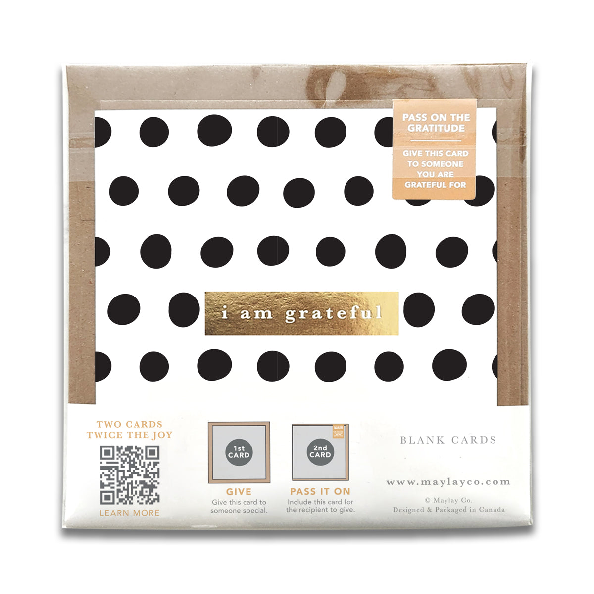 Dots Monochrome "I Am Grateful" Gratitude Greeting Cards