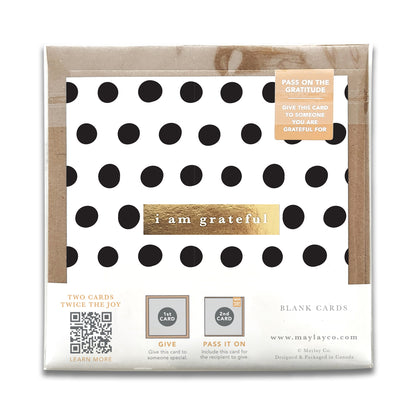 Dots Monochrome "I Am Grateful" Gratitude Greeting Cards