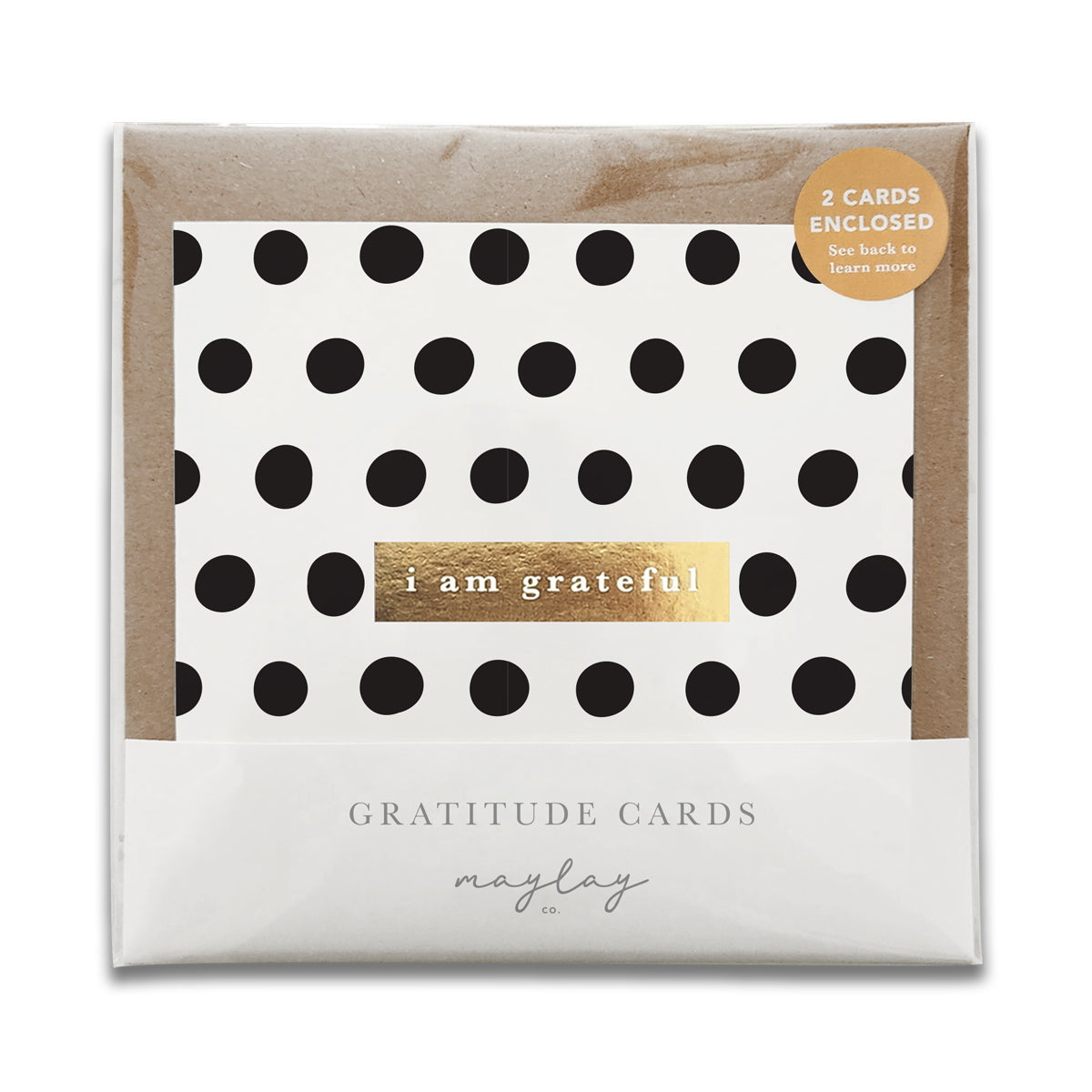Dots Monochrome "I Am Grateful" Gratitude Greeting Cards