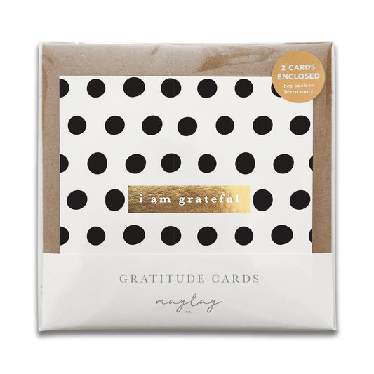 Dots Monochrome "I Am Grateful" Gratitude Greeting Cards