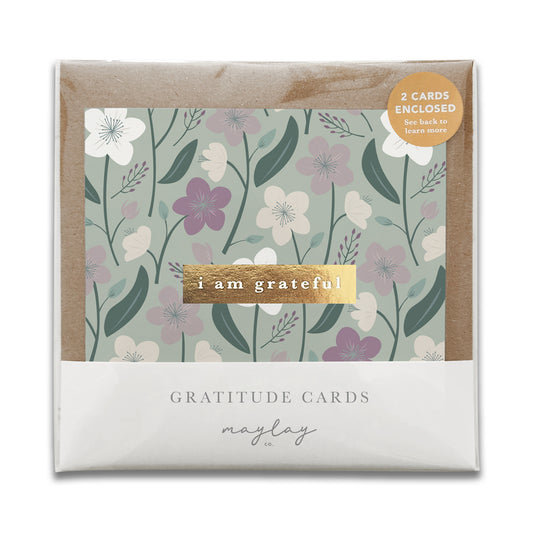 Enchanted Garden Floral "I Am Grateful" Gratitude Greeting Cards