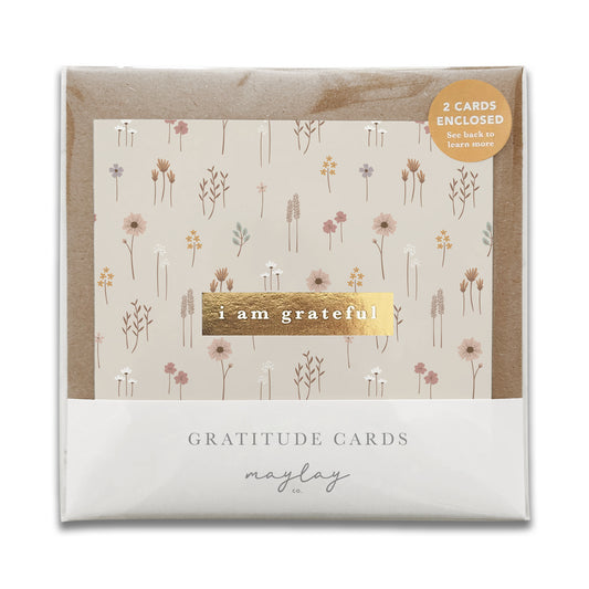 Farmhouse Floral "I Am Grateful" Gratitude Greeting Cards