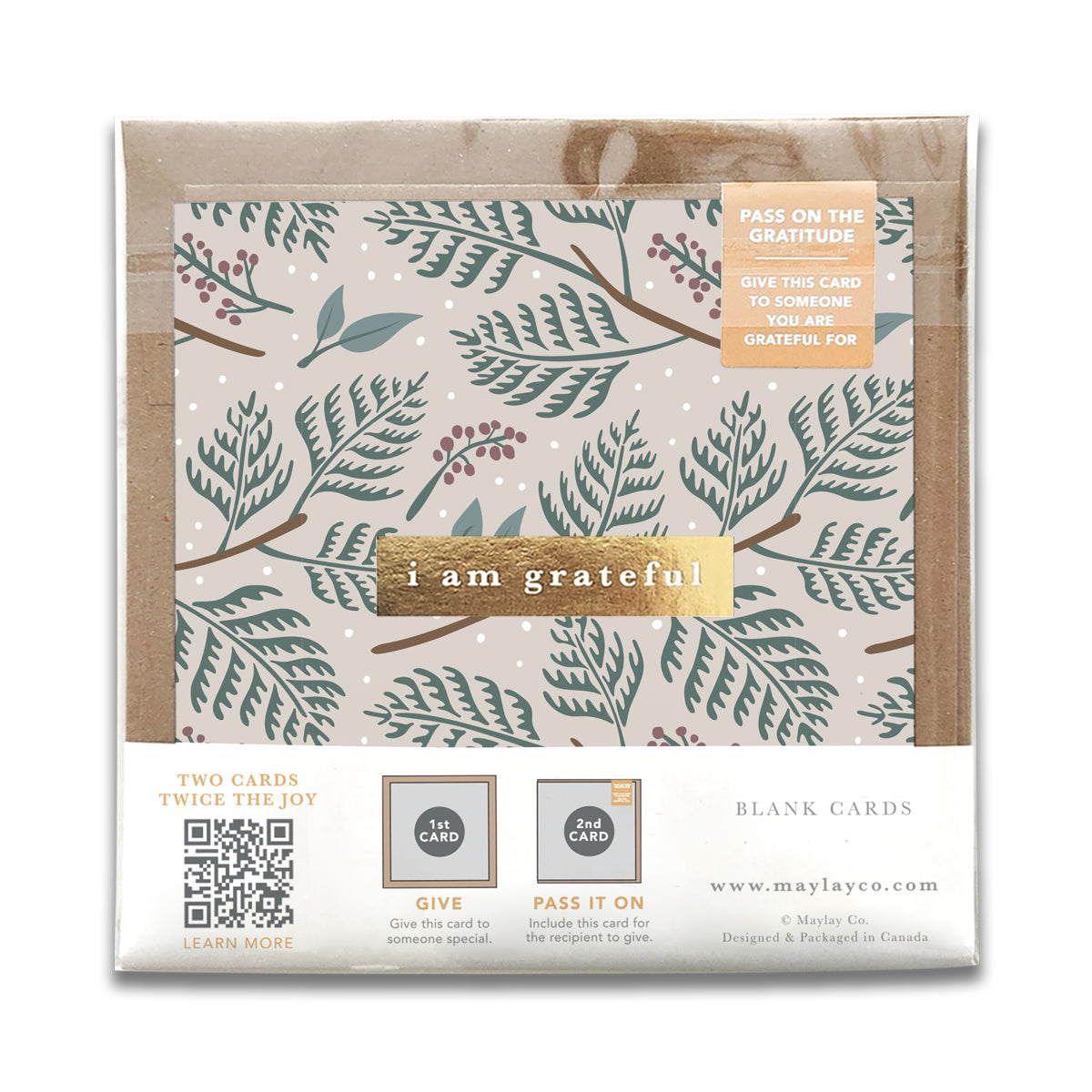 Festive Holiday "I Am Grateful" Gratitude Greeting Cards