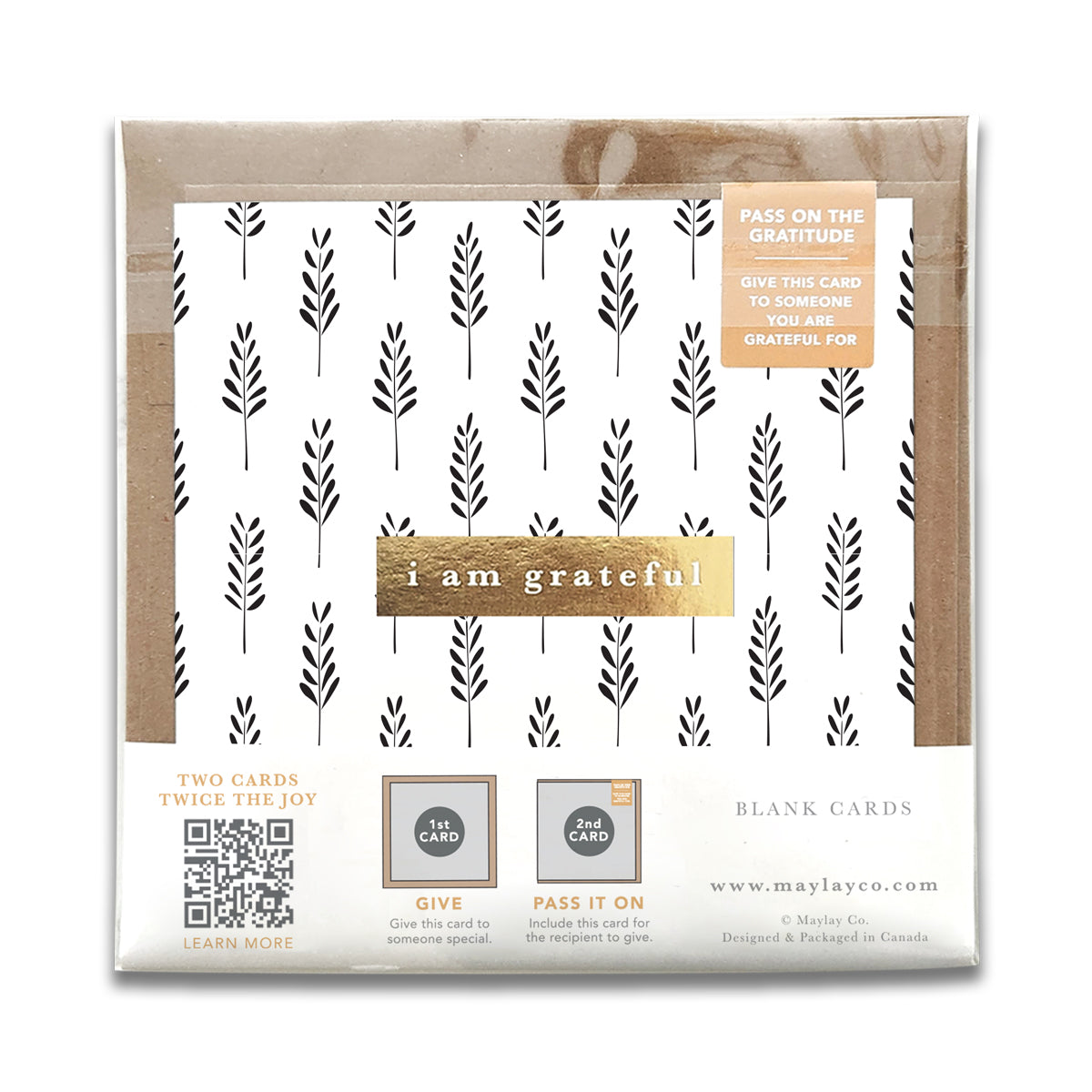 Field Monochrome "I Am Grateful" Gratitude Greeting Cards