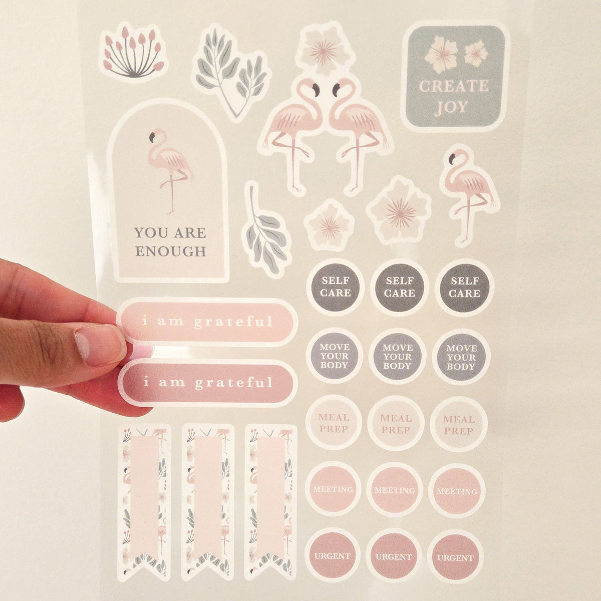 Flamingos Floral Washi Planner Sticker Sheet