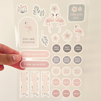 Flamingos Floral Washi Planner Sticker Sheet