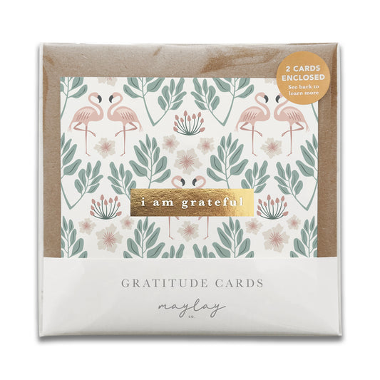 Flamingos "I Am Grateful" Gratitude Greeting Cards