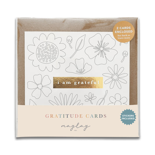 Kids Flowers "I Am Grateful" Gratitude Greeting Cards