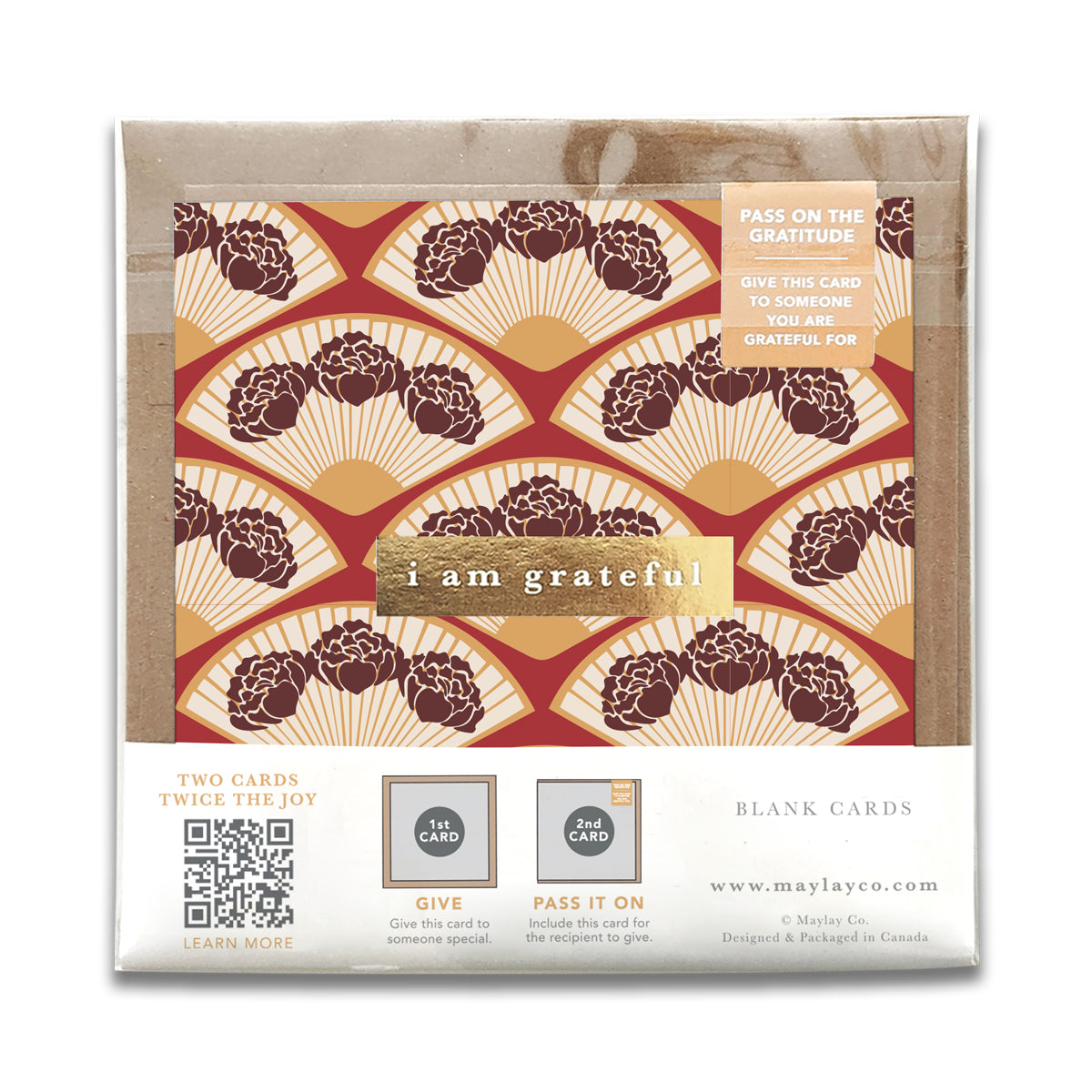Fortune Fans Lunar New Year "I Am Grateful" Gratitude Greeting Cards