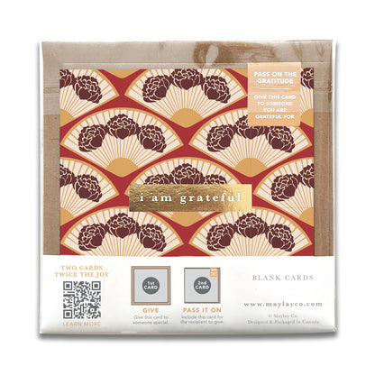 Fortune Fans Lunar New Year "I Am Grateful" Gratitude Greeting Cards