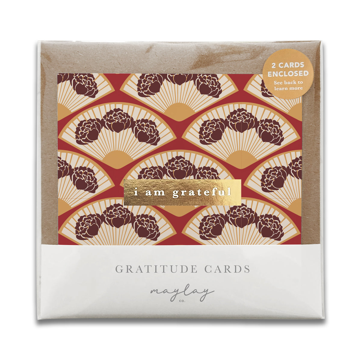 Fortune Fans Lunar New Year "I Am Grateful" Gratitude Greeting Cards