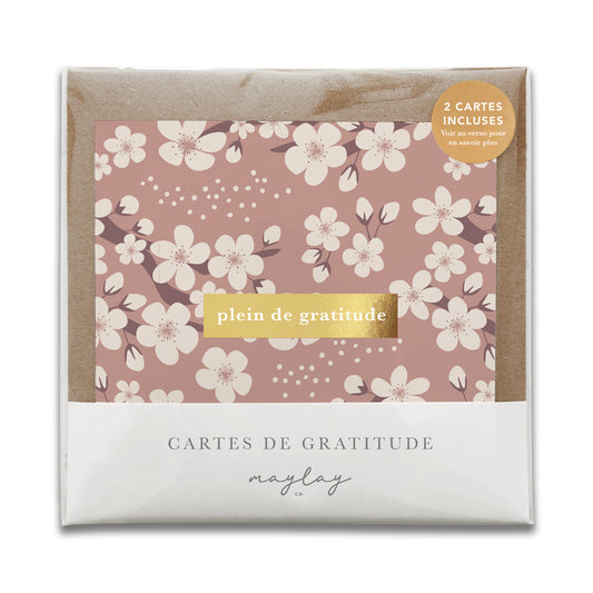 French Cherry Blossoms Florals "Plein de Gratitude" Cartes de Gratitude Greeting Card