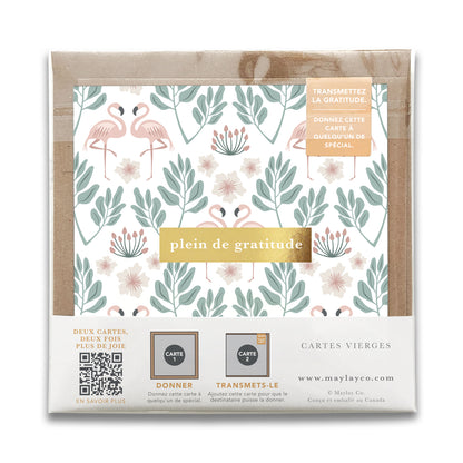 French Flamingos Florals "Plein de Gratitude" Cartes de Gratitude Greeting Card