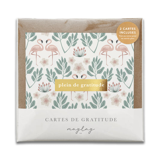 French Flamingos Florals "Plein de Gratitude" Cartes de Gratitude Greeting Card