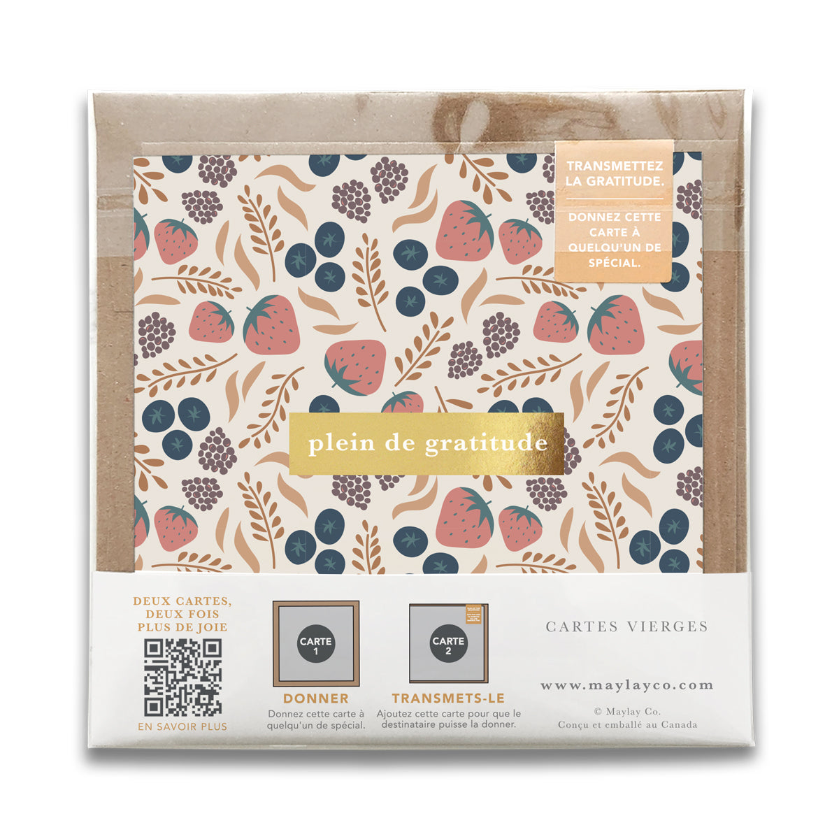 French Fruity Florals "Plein de Gratitude" Cartes de Gratitude Greeting Card