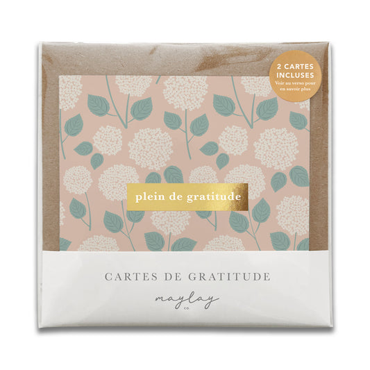 French Hydrangeas Floral "Plein de Gratitude" Cartes de Gratitude Greeting Card