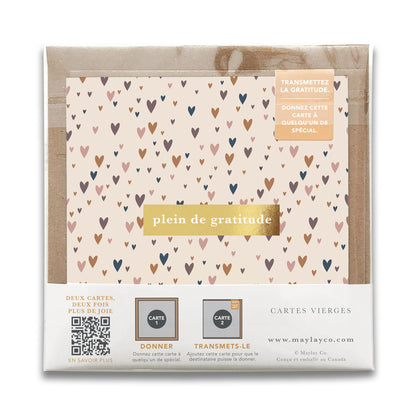 French Little Hearts "Plein de Gratitude" Cartes de Gratitude Greeting Card