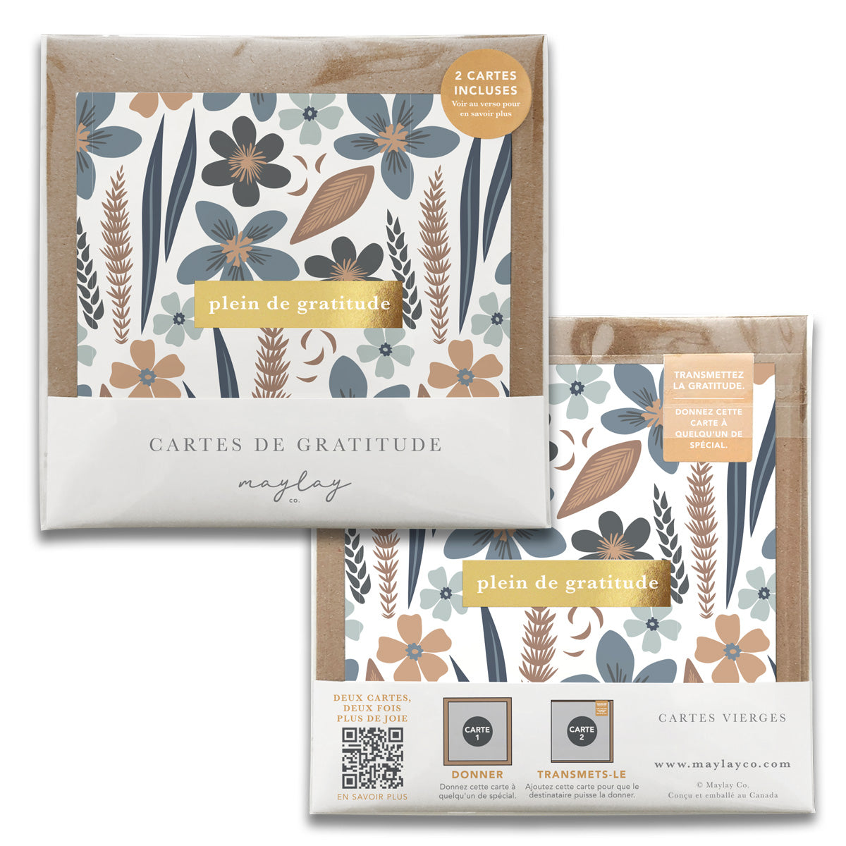 French Misty Bloom Floral Cartes de Gratitude Greeting Card in French