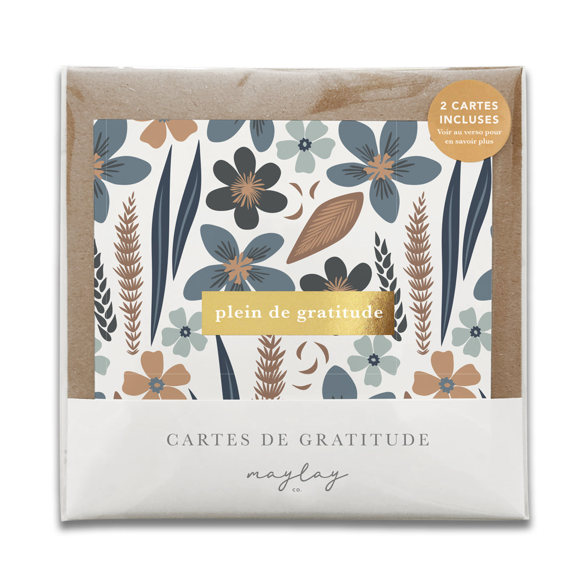 French Misty Bloom Floral "Plein de Gratitude" Cartes de Gratitude Greeting Card