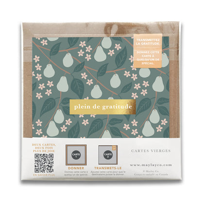 French Pears Floral "Plein de Gratitude" Cartes de Gratitude Greeting Card