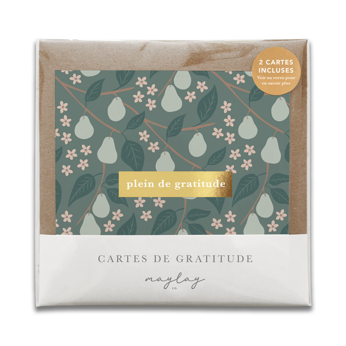 French Pears Floral "Plein de Gratitude" Cartes de Gratitude Greeting Card