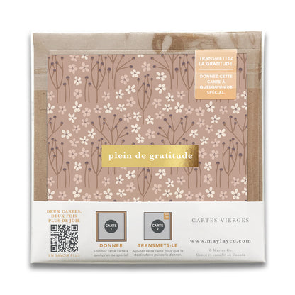 French Tranquility Floral "Plein de Gratitude" Cartes de Gratitude Greeting Card