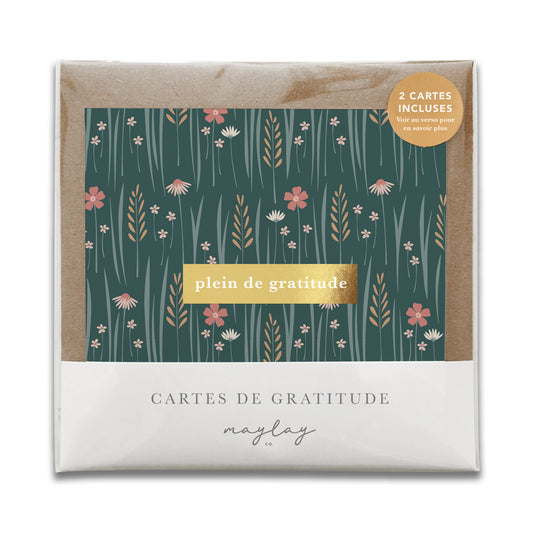 French Wildflowers Floral "Plein de Gratitude" Cartes de Gratitude Greeting Card