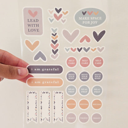 Heartwood Hearts Washi Planner Sticker Sheet