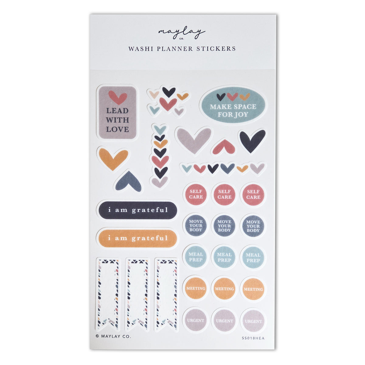Heartwood Hearts Washi Planner Sticker Sheet