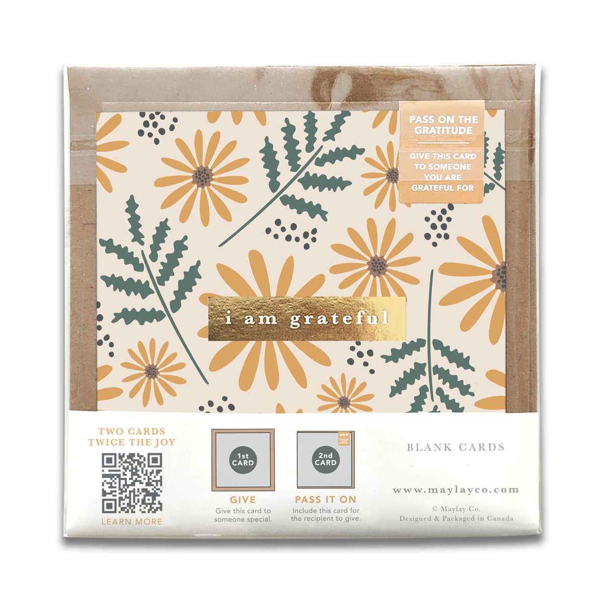 Hello Daisy Floral "I Am Grateful" Gratitude Greeting Cards