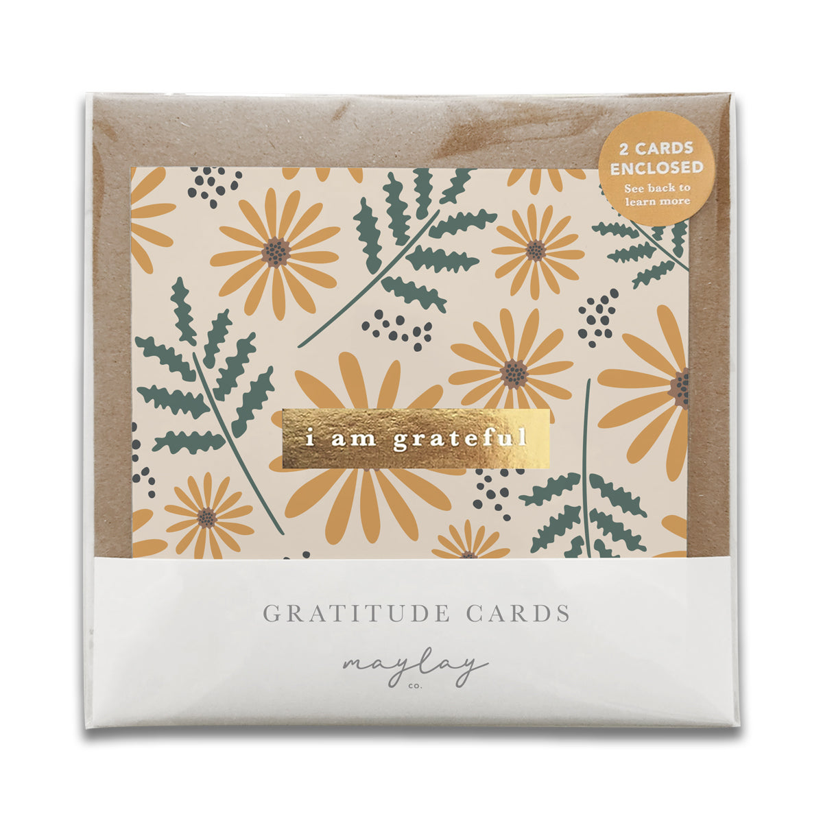 Hello Daisy Floral "I Am Grateful" Gratitude Greeting Cards