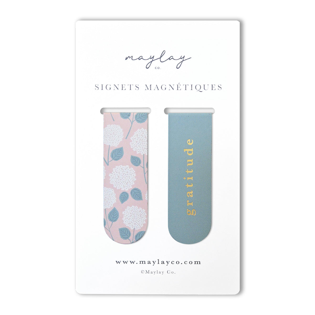 French Hydrangeas Floral Gratitude Signets Magnetiques Bookmarks (Set of 2)