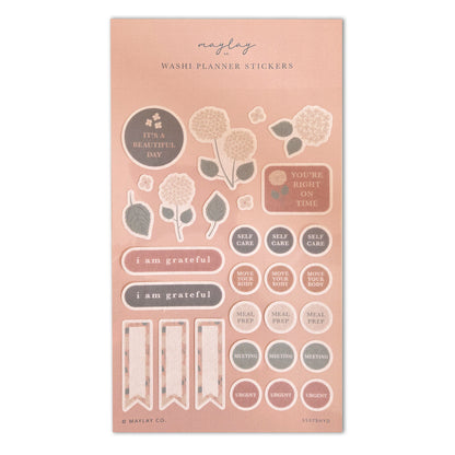 Hydrangeas Floral Washi Planner Sticker Sheet