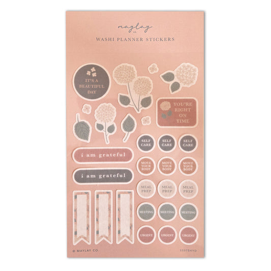 Hydrangeas Floral Washi Planner Sticker Sheet