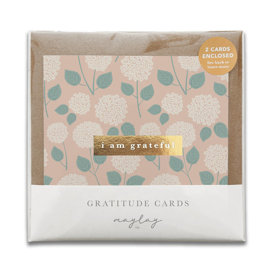 Hydrangeas Floral "I Am Grateful" Gratitude Greeting Cards