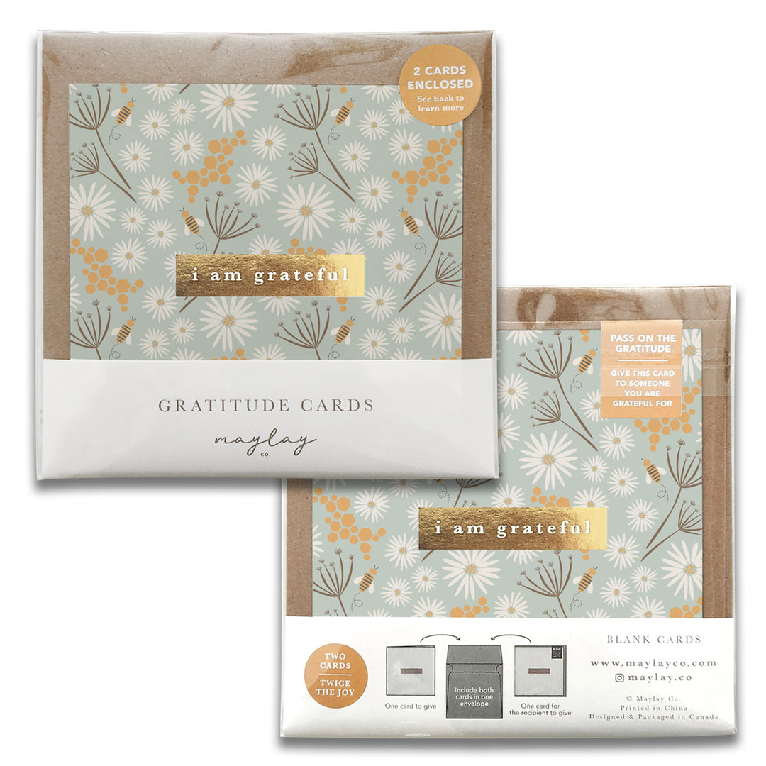 Bees Floral Gratitude Greeting Cards