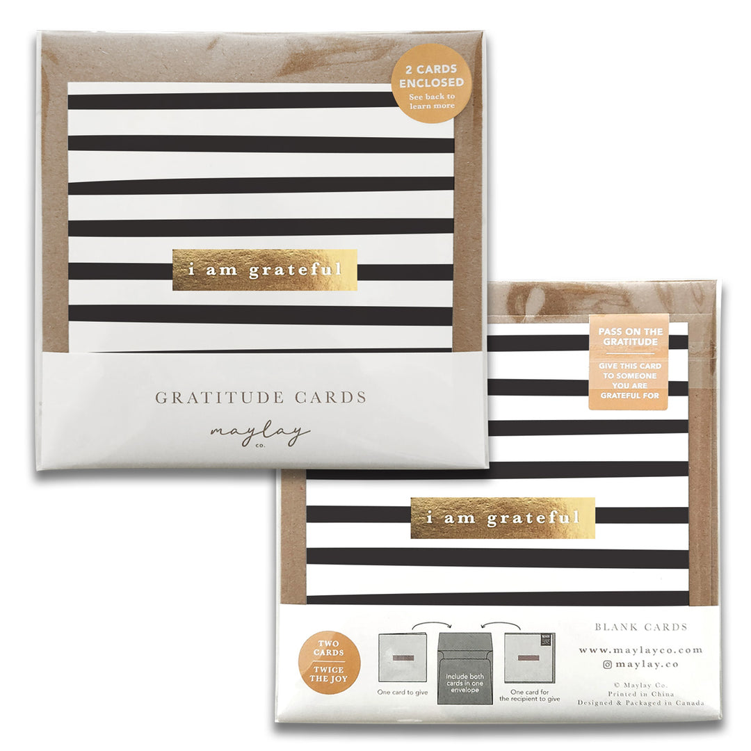 Stripes Monochrome Gratitude Greeting Cards