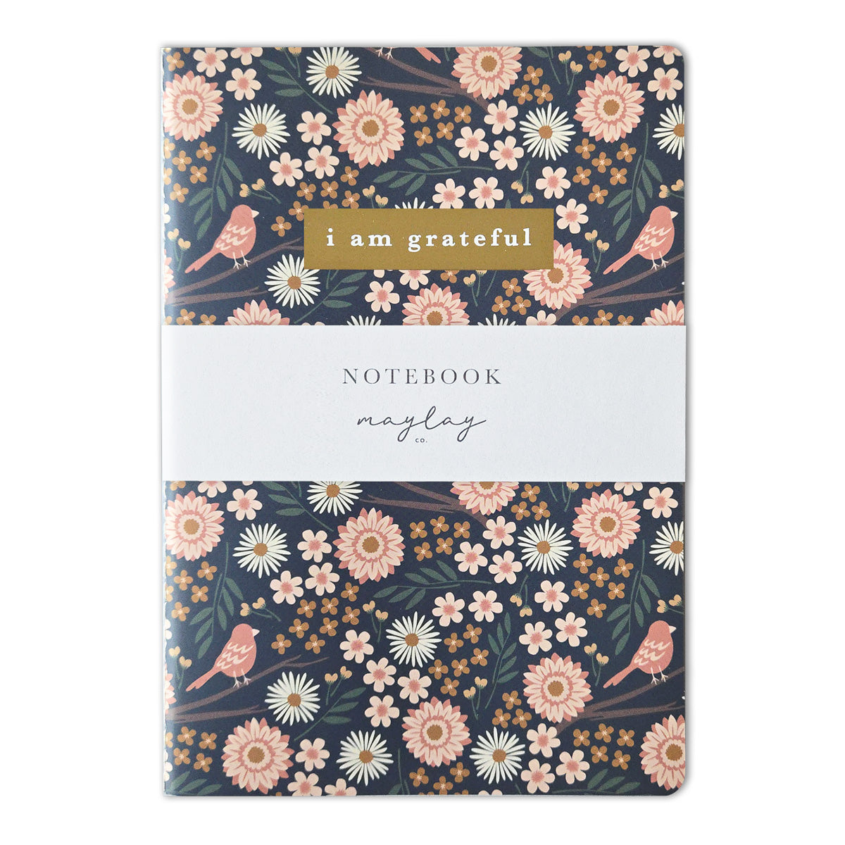 Birdy Floral "I Am Grateful" Jotter Notebook (B6)