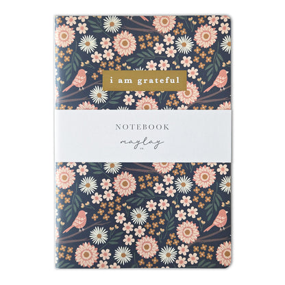 Birdy Floral "I Am Grateful" Jotter Notebook (B6)