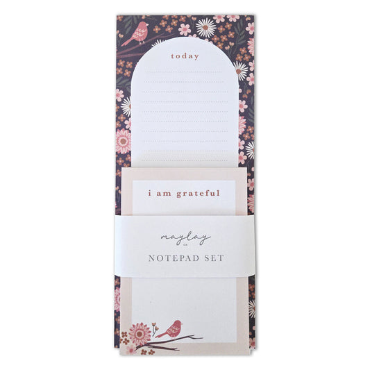 Birdy Floral Gratitude 2Pk Notepad Set