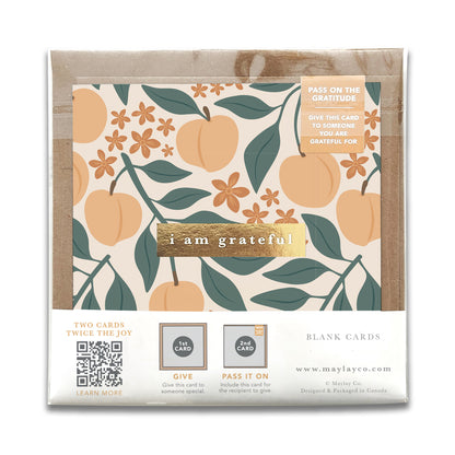 Peaches Floral "I Am Grateful" Gratitude Greeting Cards