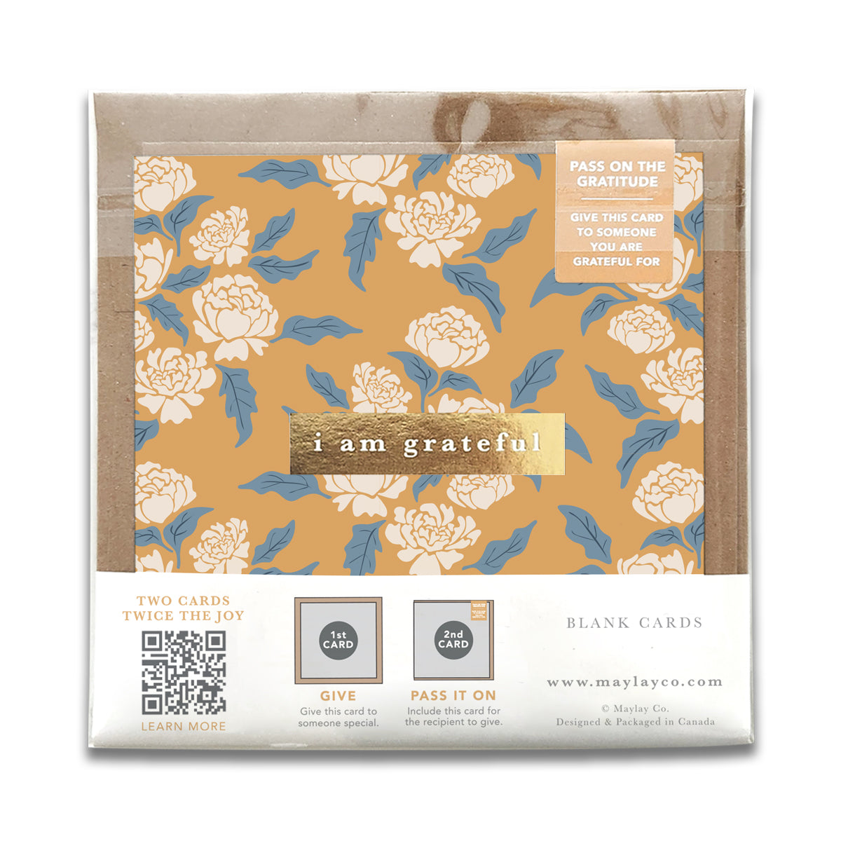 Peonies Floral Lunar New Year "I Am Grateful" Gratitude Greeting Cards