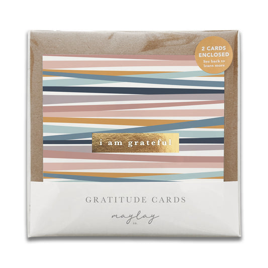 Rainbow Stripes "I Am Grateful" Gratitude Greeting Cards