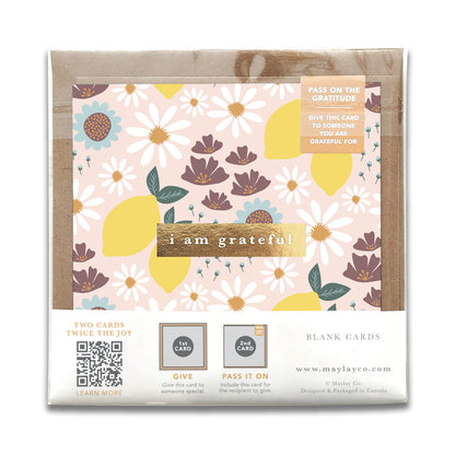 Refreshing Lemons "I Am Grateful" Gratitude Greeting Cards