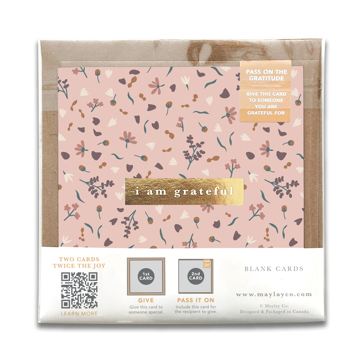 Sachet Floral "I Am Grateful" Gratitude Greeting Cards